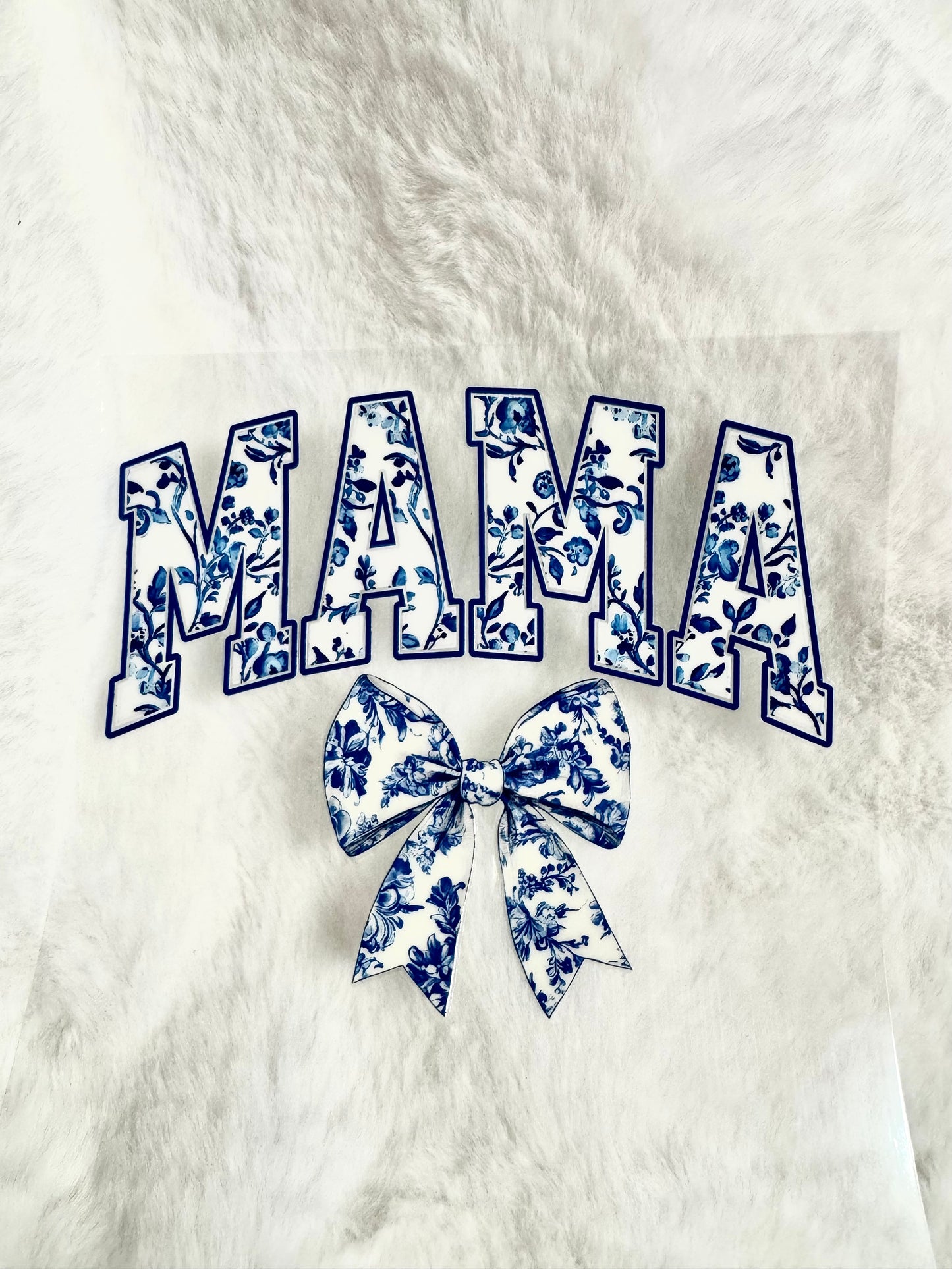 Mama Blue Bow Decal