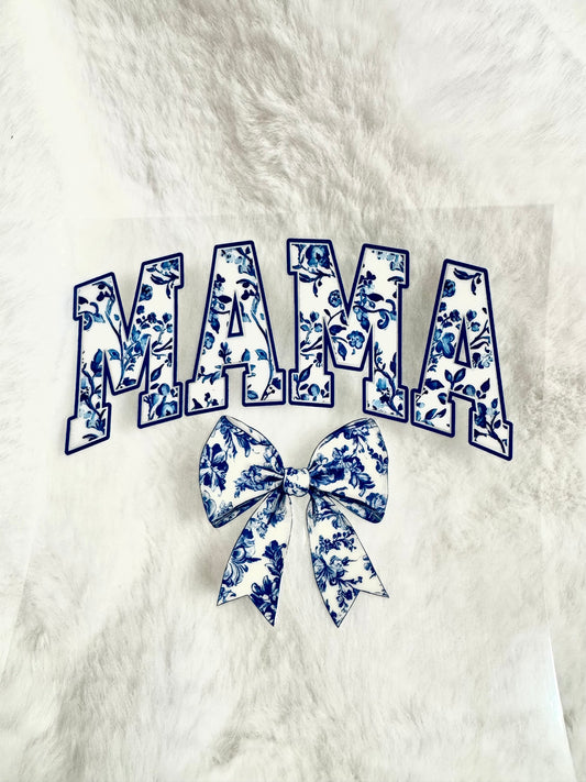 Mama Blue Bow Decal